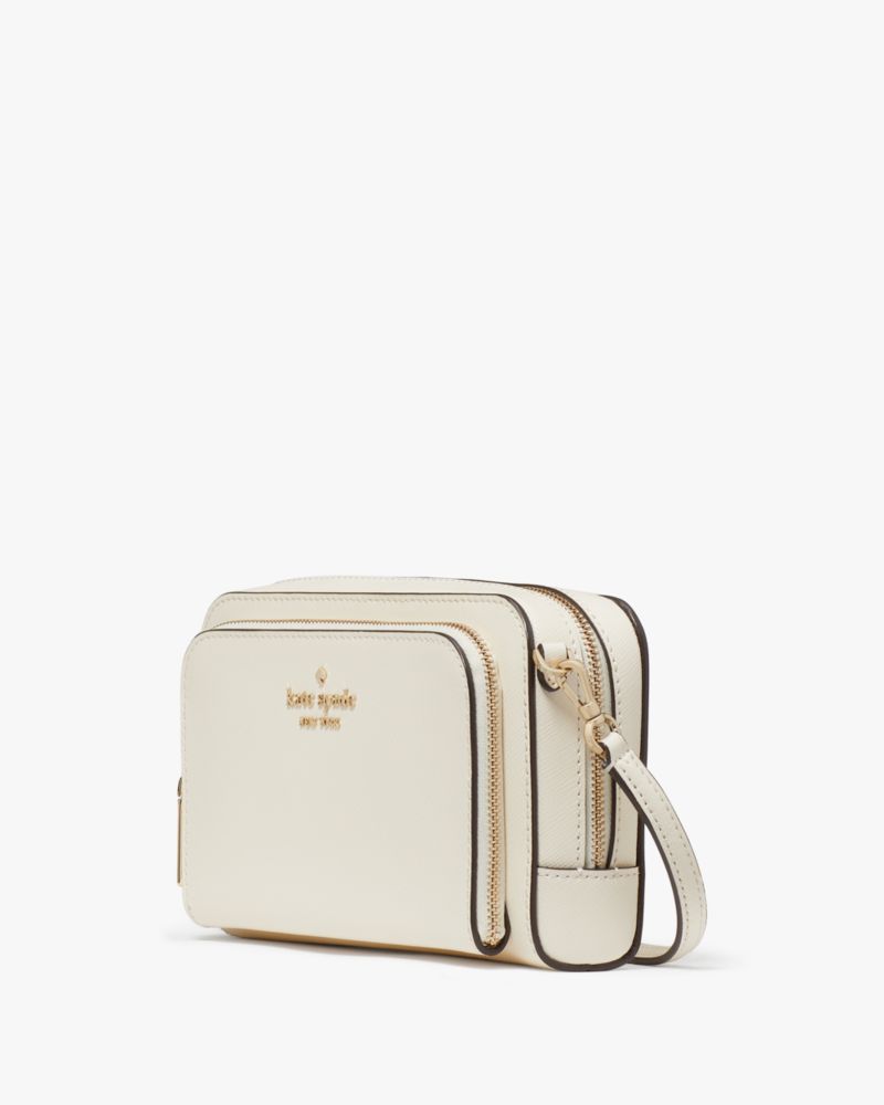 Kate Spade,Staci Mini Crossbody Bag,Lining Leather,Crossbody,Logo,Metal,Lined,Casual,Cream