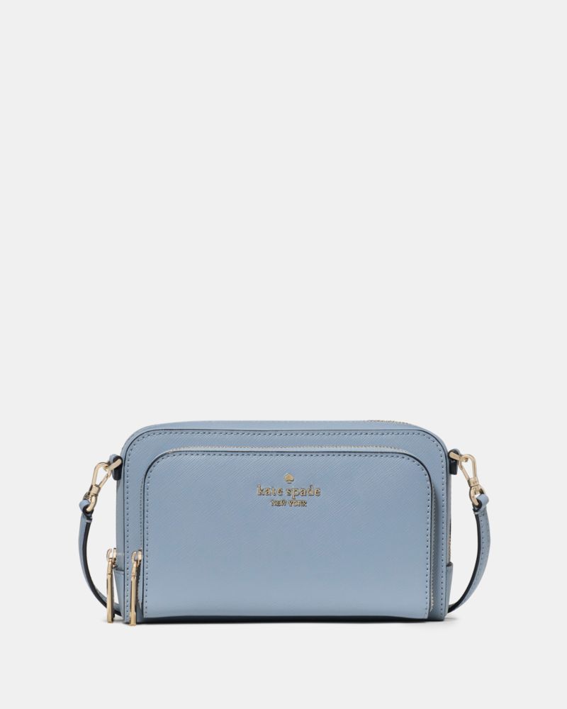 Kate Spade,Staci Mini Crossbody Bag,Lining Leather,Crossbody,Logo,Metal,Lined,Casual,Blue