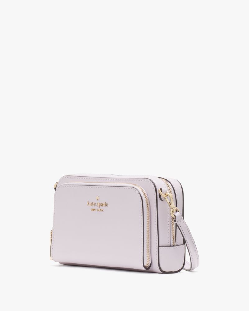 Kate Spade,Staci Dual Zip Around Mini Crossbody,Lining Leather,Crossbody,Metal,Logo,Lined,Casual,