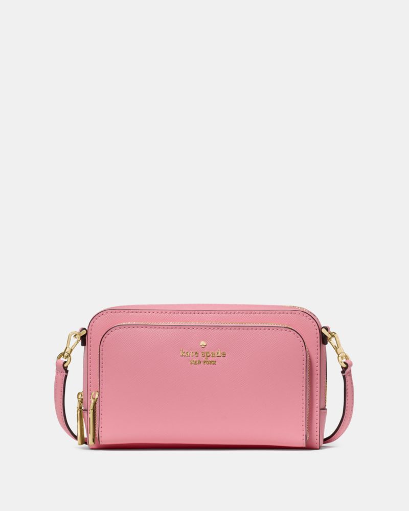 Kate Spade,Staci Mini Crossbody Bag,Lining Leather,Crossbody,Logo,Metal,Lined,Casual,Pink
