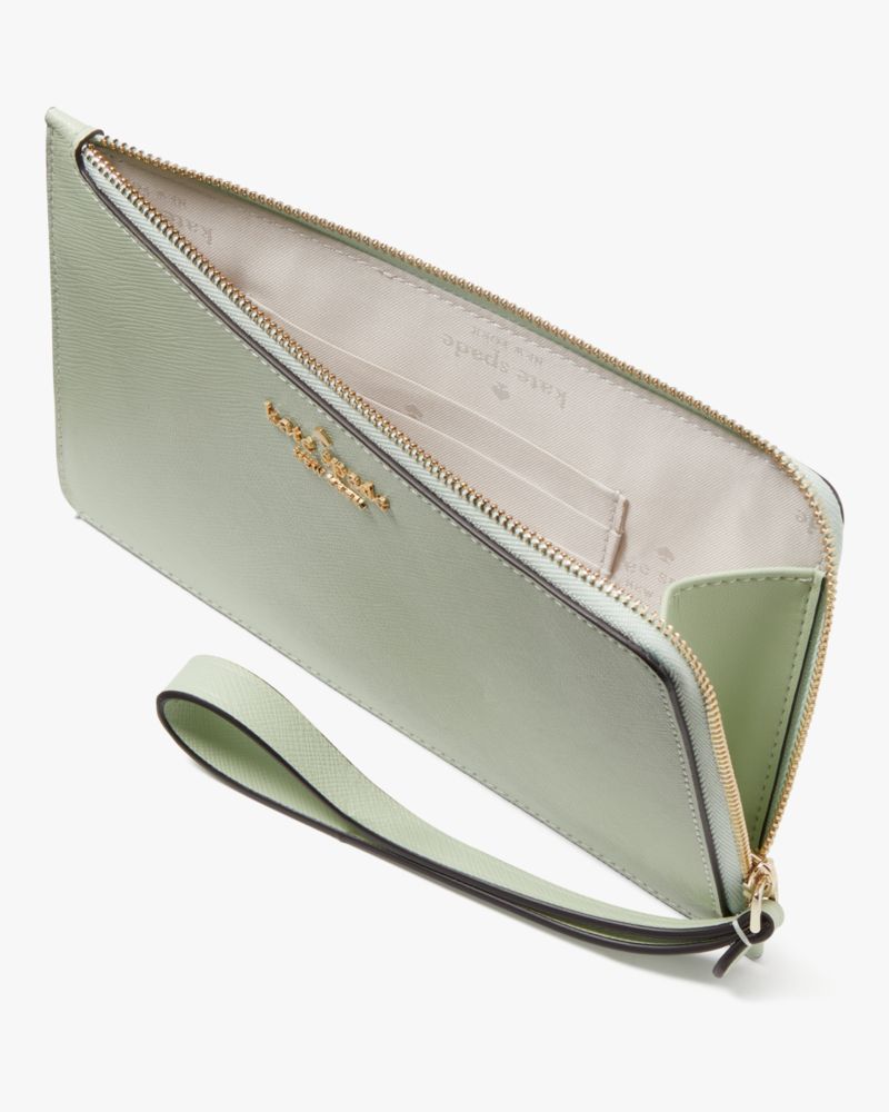 Kate Spade,Staci Medium L-Zip Wristlet,Light Olive