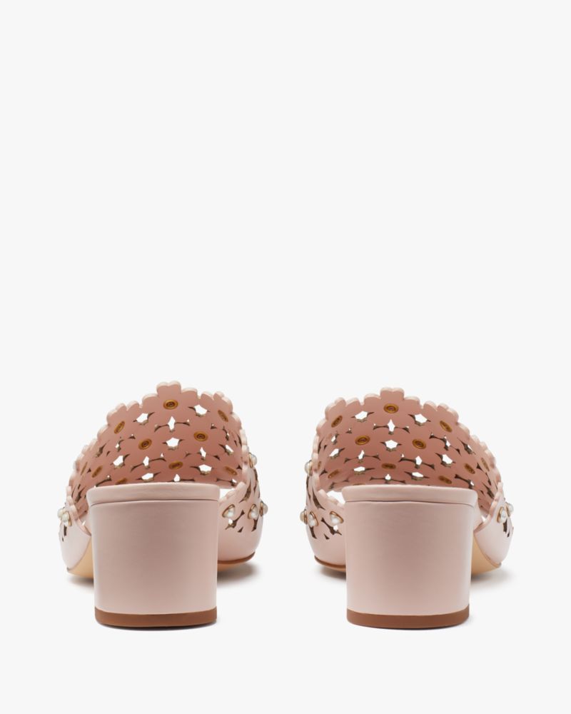Kate Spade,Daisy Pearl Mule Heeled Sandals,Leather,Faux Leather,Slides,Perforated,Pearl,Day Party,