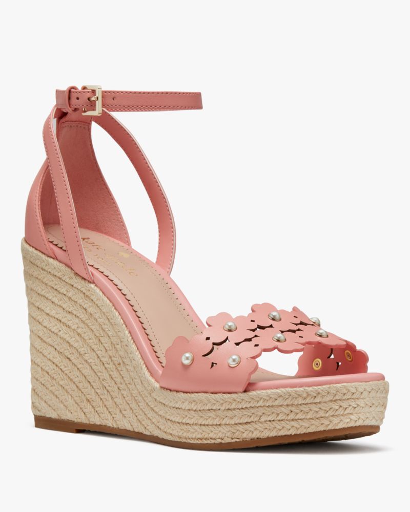 Kate Spade,Daisy Pearl Espadrilles,Rubber,Leather,Lining Synthetic,Sandals,Espadrilles,Perforated,Pearl,Day Party,Blush