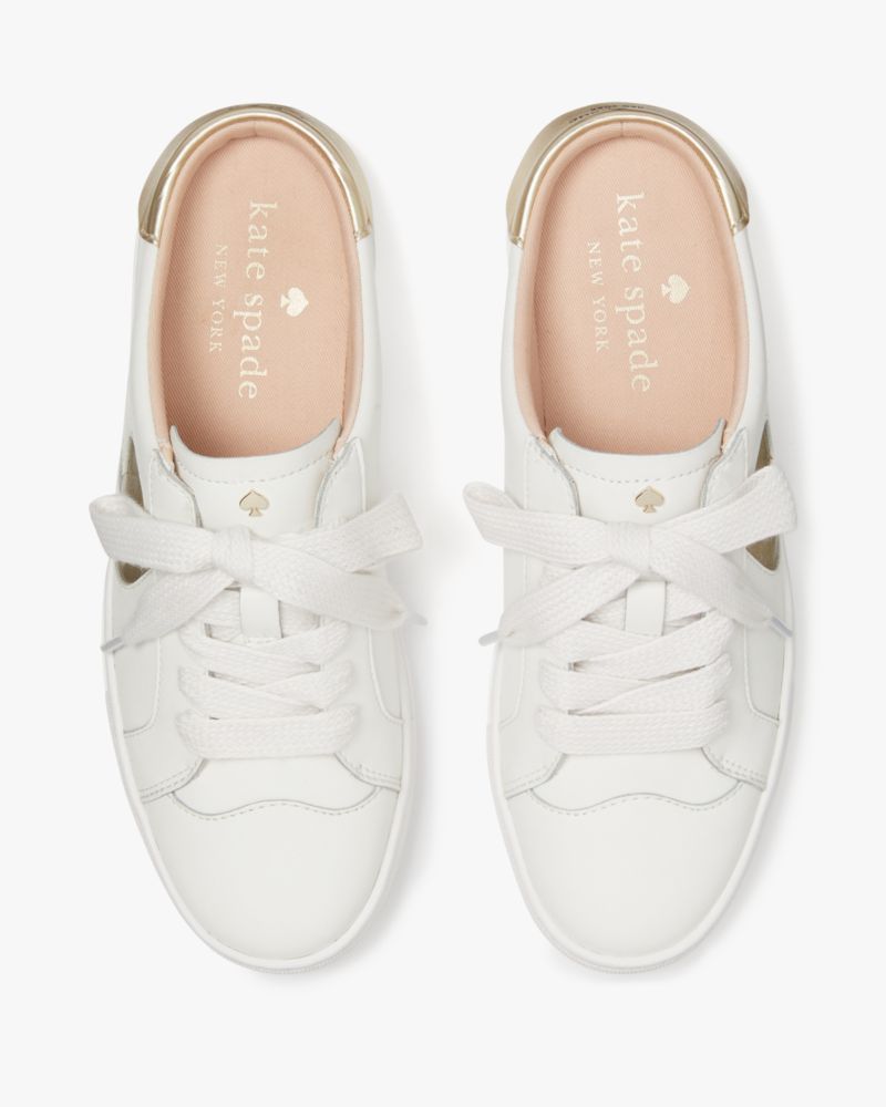 Kate Spade,Fez Mule Sneakers,Leather,Cotton,Rubber,Mules,Casual,Color Block,Casual,White