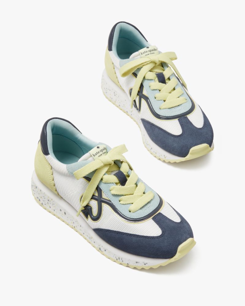 Kate Spade,Brigitte Runner,Optic White/Light Lime/Blazer Blue