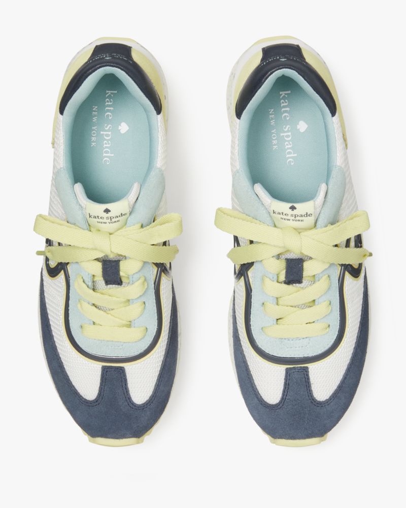 Kate Spade,Brigitte Runner,Optic White/Light Lime/Blazer Blue