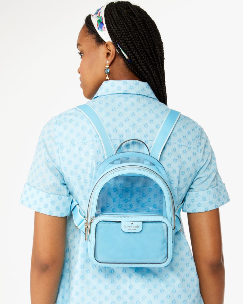 Kate Spade,Clare See Through Medium Backpack,Blue Agate Multi