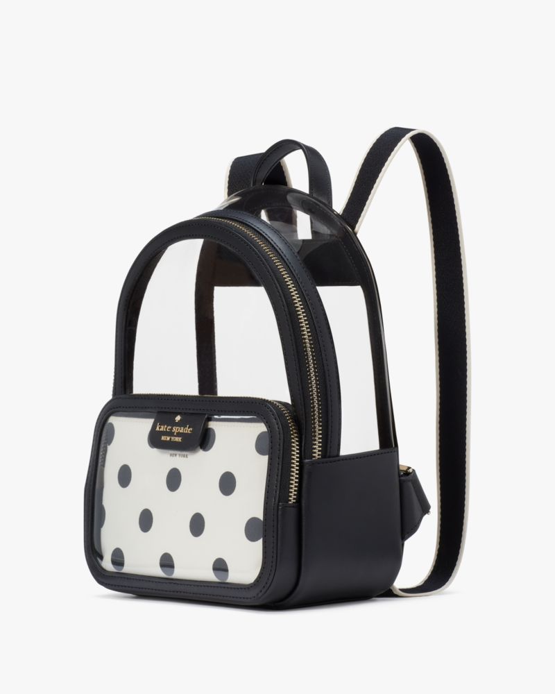 Kate Spade,クレア シースルー レイニング ドット プリント ミディアム バックパック,バッグ,ブラックマルチ