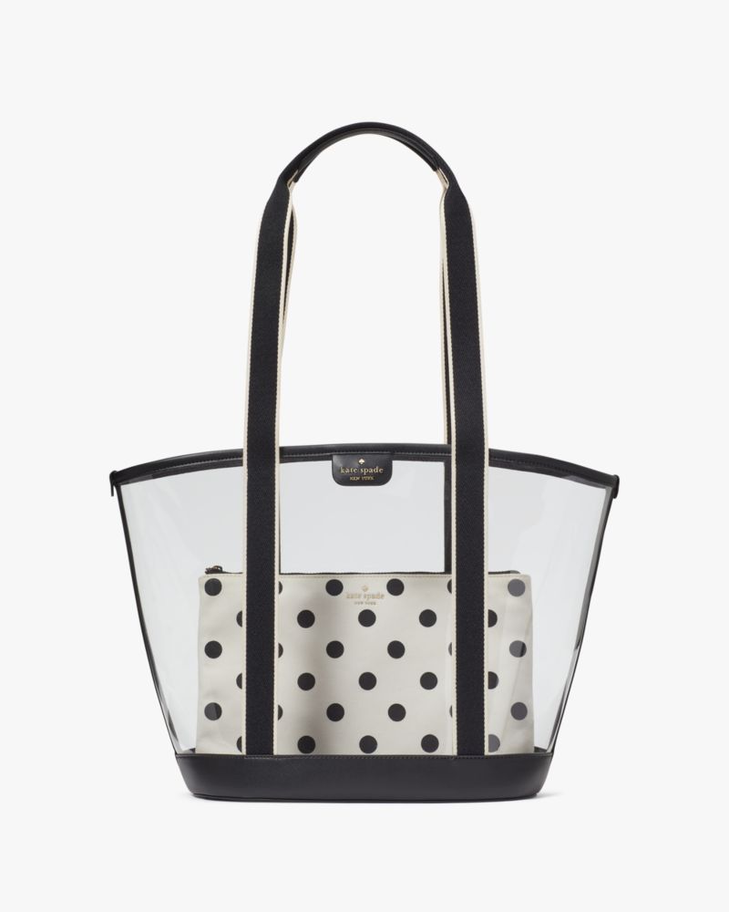 Kate Spade,クレア シースルー レイニング ドット プリント トート,バッグ,ブラックマルチ