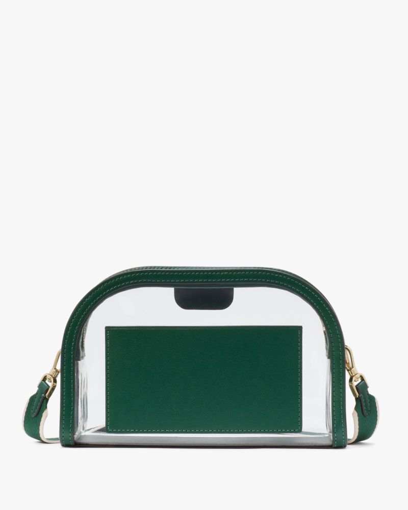 Kate Spade,Clare See Through Small Dome Crossbody,Crossbody,PVC,Metal,Logo,Sheer,Piping,Casual,