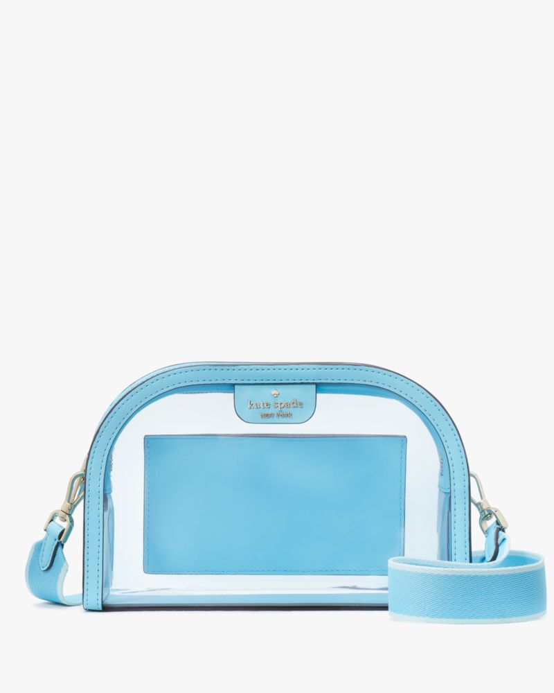 Kate Spade,Clare See Through Small Dome Crossbody,Crossbody,PVC,Logo,Metal,Sheer,Piping,Casual,Clear