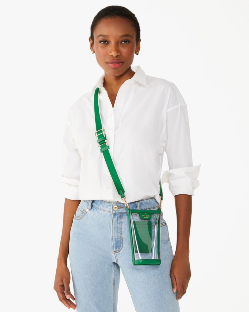 Kate Spade,Clare See Through Phone Crossbody,Green Bean