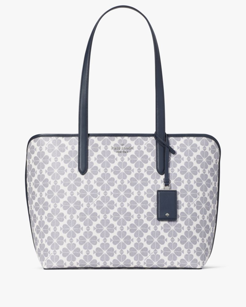 Kate Spade,Signature Spade Flower Tote,Tote,PVC,Metal,Piping,Logo,Lined,Casual,Multi Color