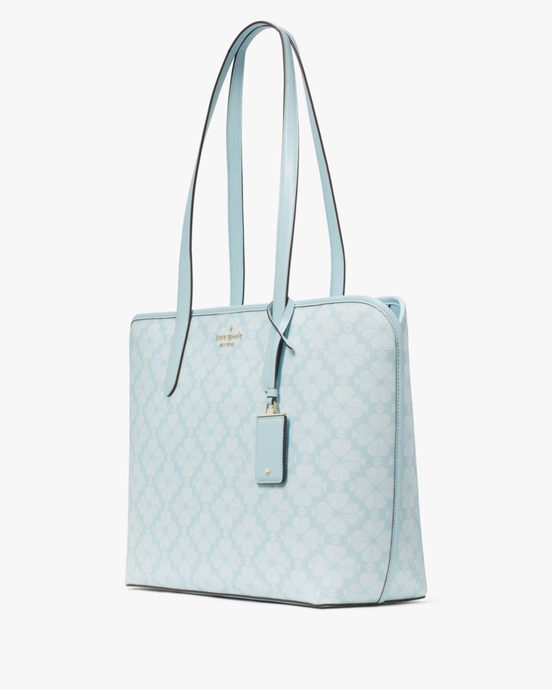 Kate Spade,Signature Spade Flower Large Tote,Tote,PVC,Logo,Piping,Metal,Lined,Casual,Blue