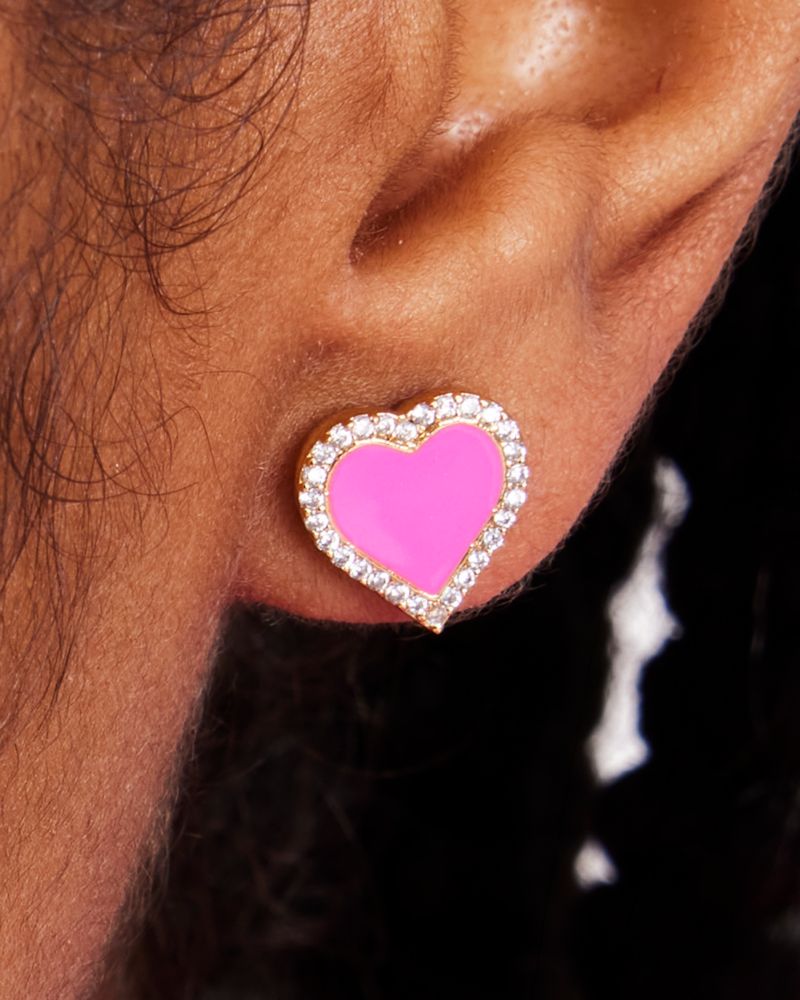 Kate Spade Jewelry | Kate Spade Yours Truly Pave Heart Studs Earrings | Color: Gold | Size: Os | Aishahshakir's Closet