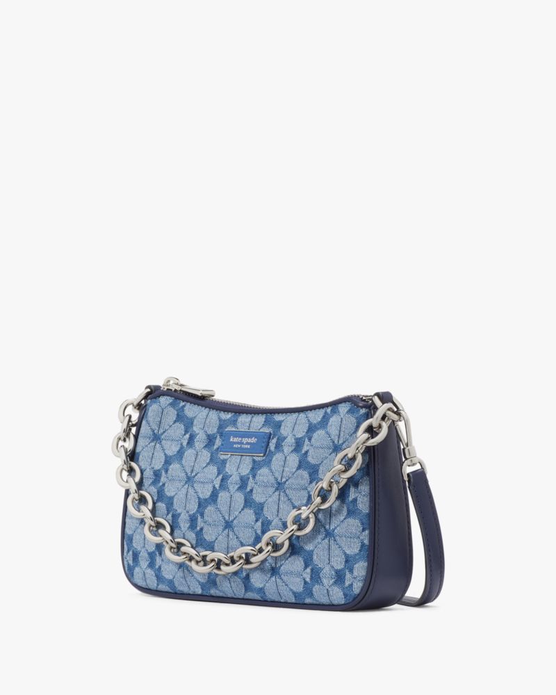 Kate Spade,Jolie Spade Flower Jacquard Denim Small Convertible Crossbody,Parisian Navy Multi