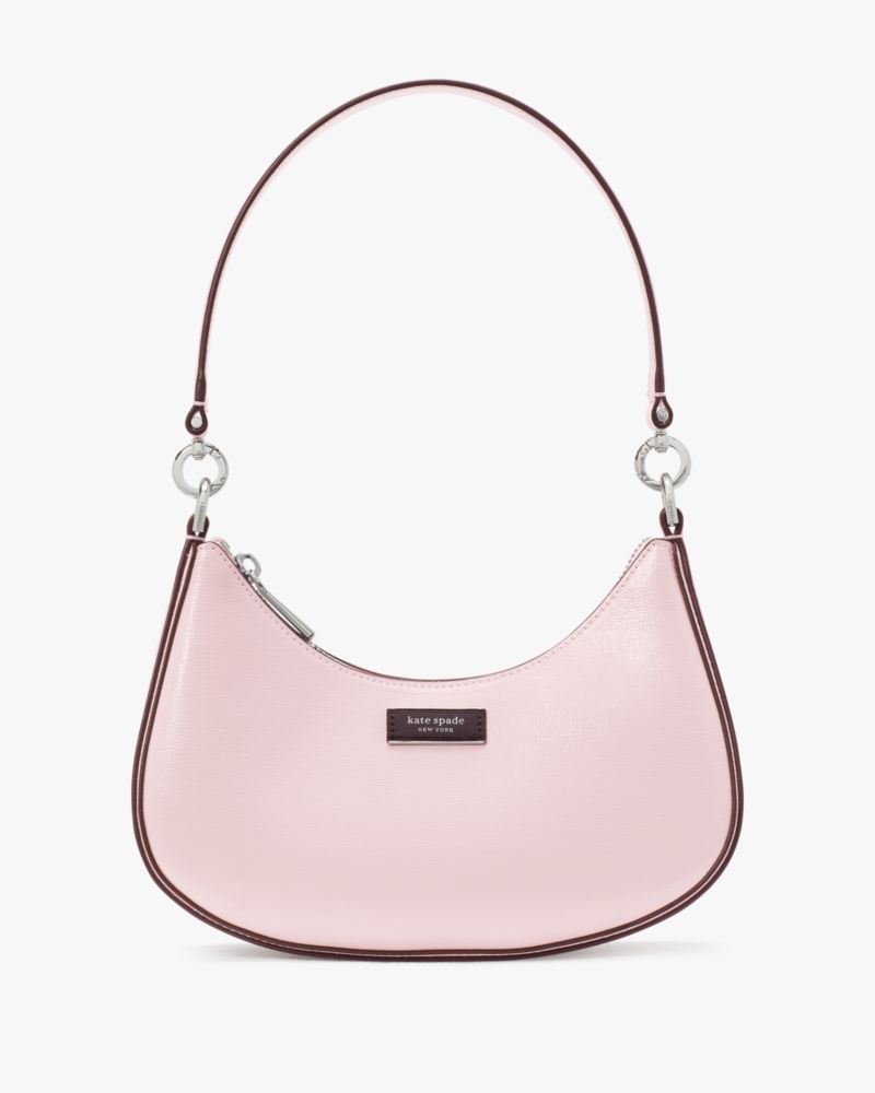 Kate Spade,Sam Icon Shiny Small Convertible Crossbody,Shimmer Pink