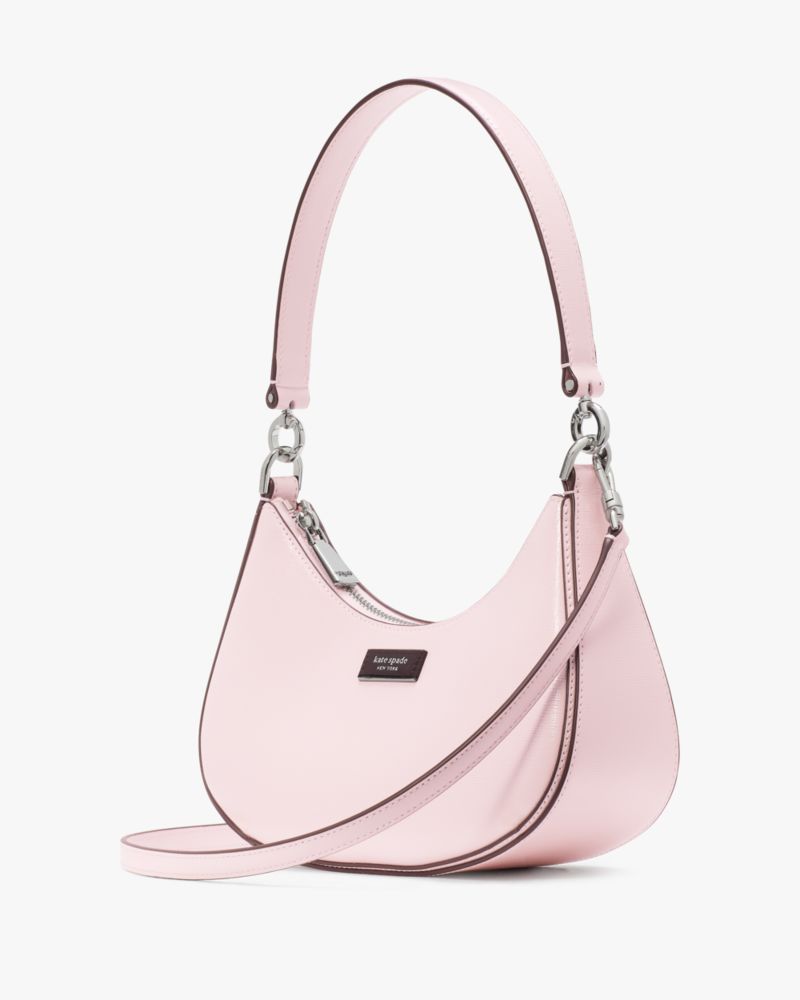 Kate Spade,Sam Icon Shiny Small Convertible Crossbody,Shimmer Pink