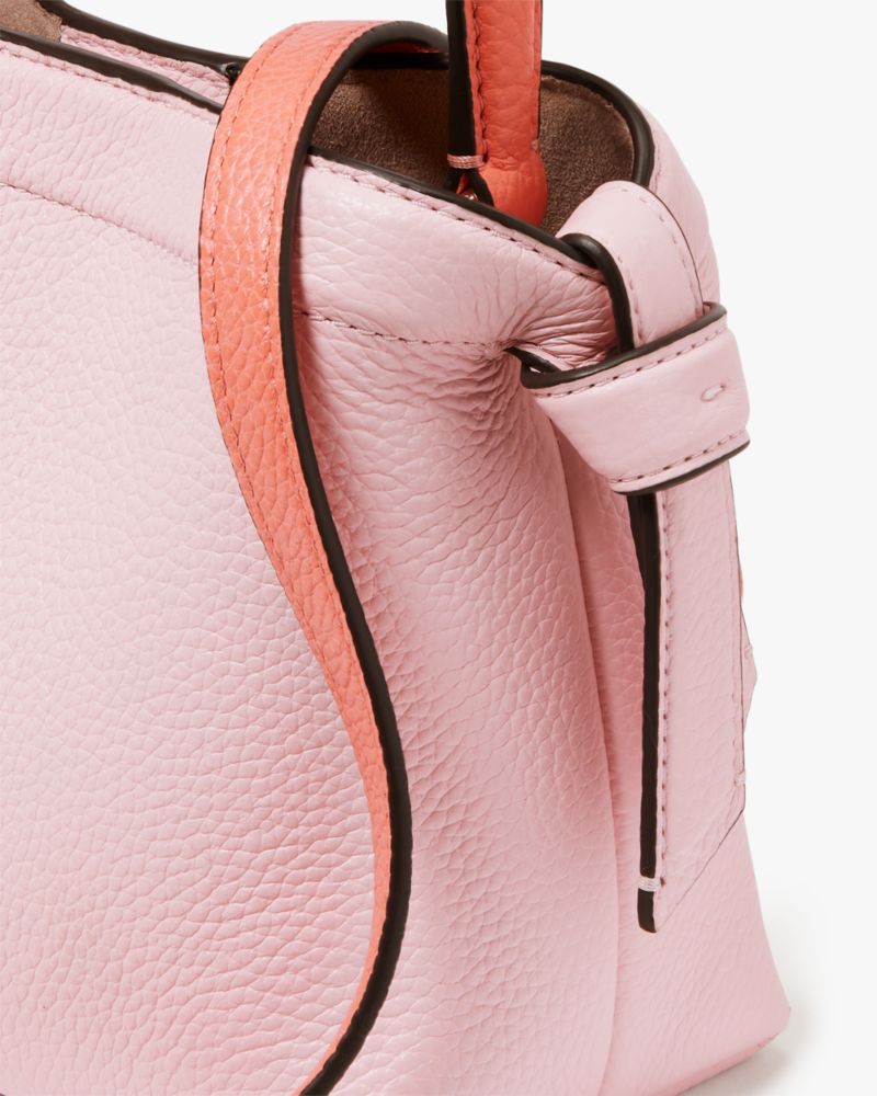 Kate Spade,Knott Colorblocked Mini Crossbody Tote,Leather,Crossbody,Logo,Metal,Piping,Compact,Casual,Pink