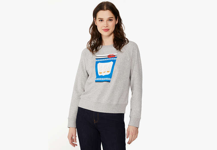 Kate Spade,Coffee Cup Sweatshirt,cotton,Grey Melange image number 0