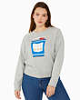 Kate Spade,Coffee Cup Sweatshirt,cotton,Grey Melange