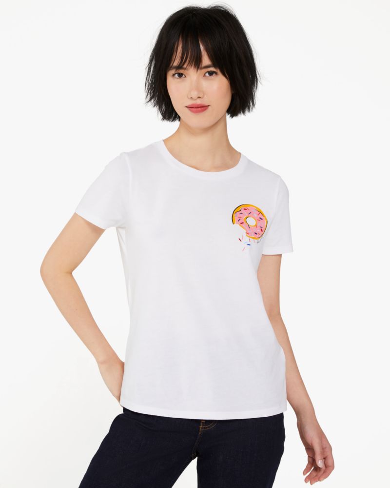 Kate Spade,Coffee Shop Donut Tee,cotton,Fresh White image number 0