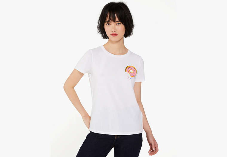 Kate Spade,Coffee Shop Donut Tee,cotton,Fresh White image number 0
