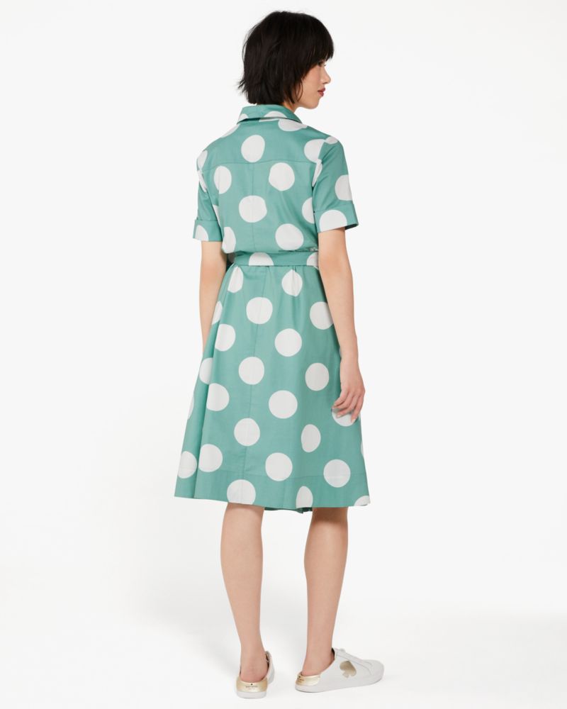 Kate Spade,Grand Dot Midi Shirtdress,Cotton Blend,Wild Sage