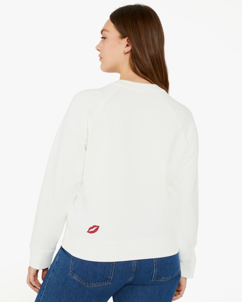 Kate Spade,Lipstick Kiss Sweatshirt,cotton,Cream