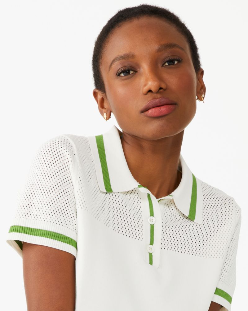 Pointelle Polo Sweater