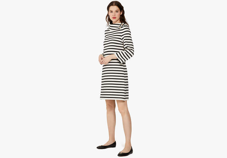 Kate Spade,Striped Turtleneck Ponte Dress,Polyester/Elastane,Cream/Black image number 0