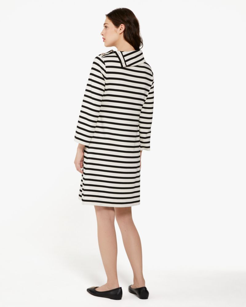 Kate Spade,Striped Turtleneck Ponte Dress,Spandex,Polyester,Shift,Button,Day Party,Multi Color