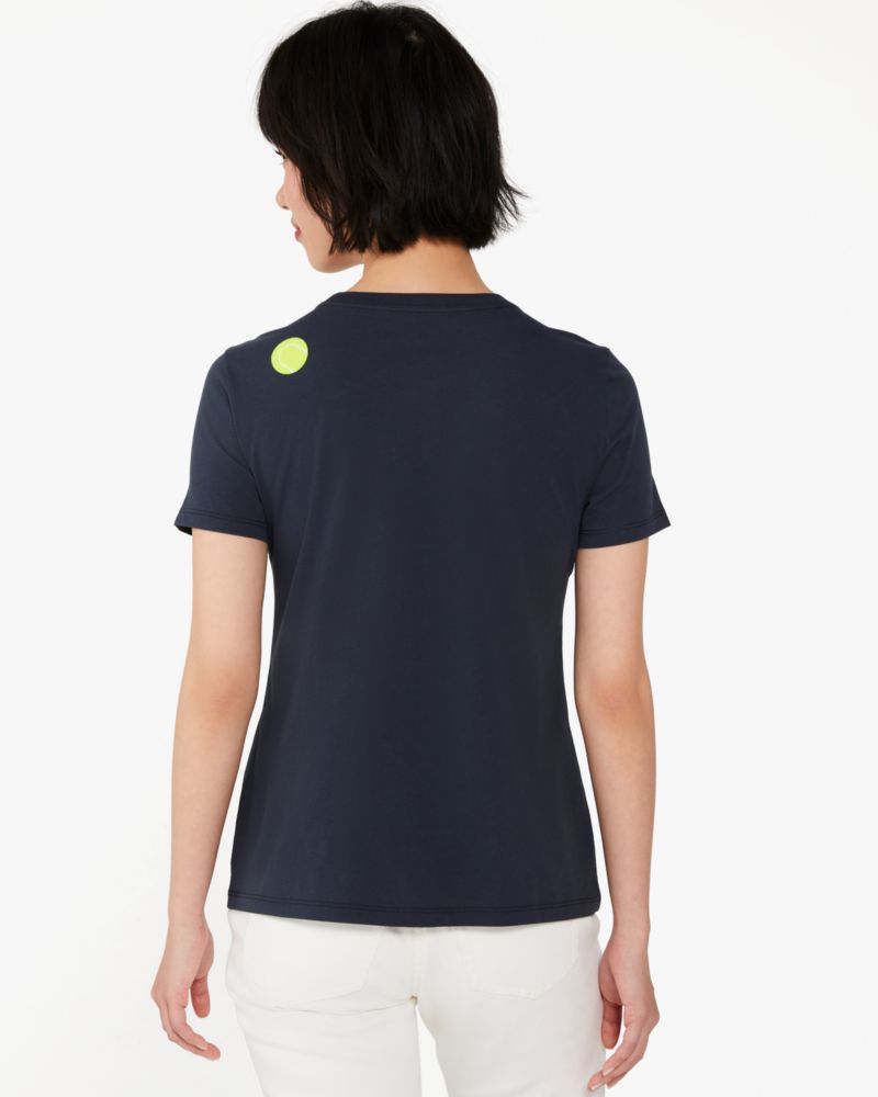 Kate Spade,Tennis Ball T-Shirt,Cotton,T Shirt,Logo,Word Embellishment,Casual,Navy