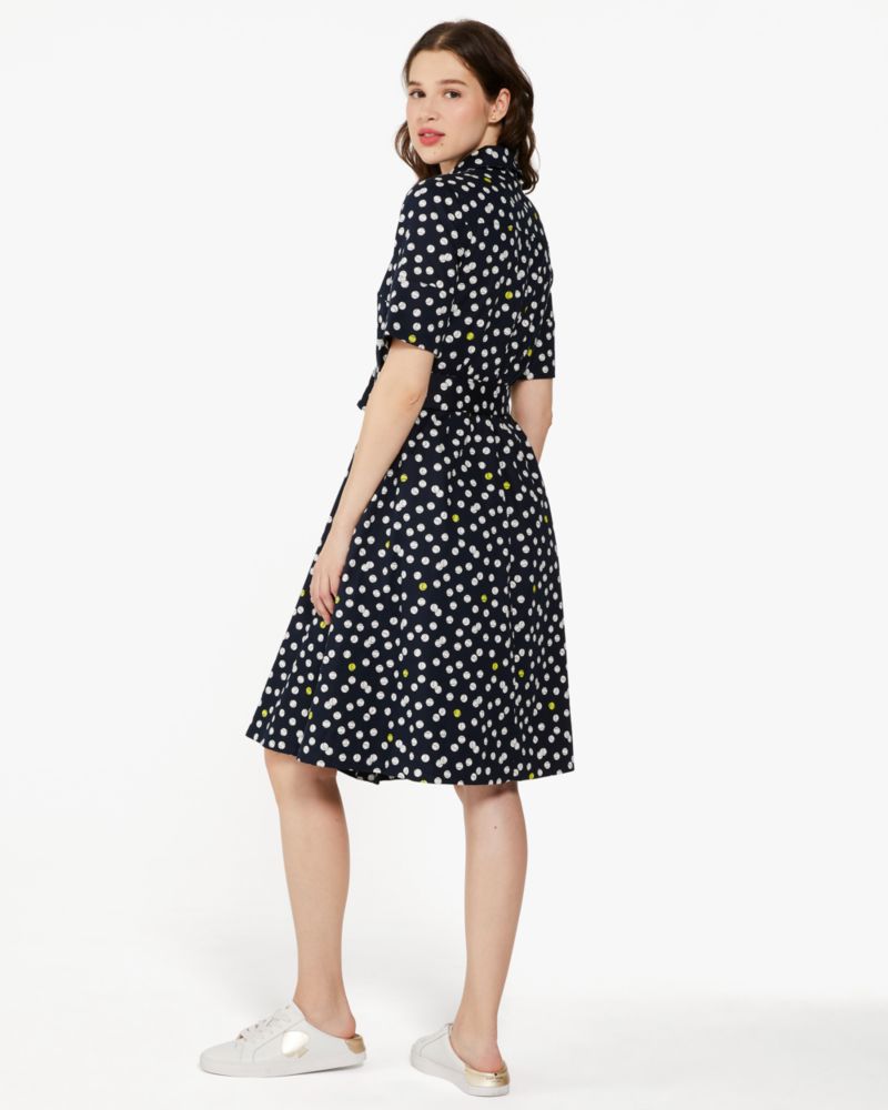 Kate Spade,Tennis Toss Polka Dot Midi Shirtdress,Blazer Blue