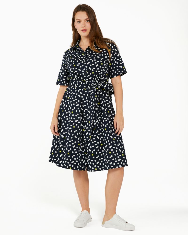 Kate Spade,Tennis Toss Polka Dot Midi Shirtdress,Blazer Blue