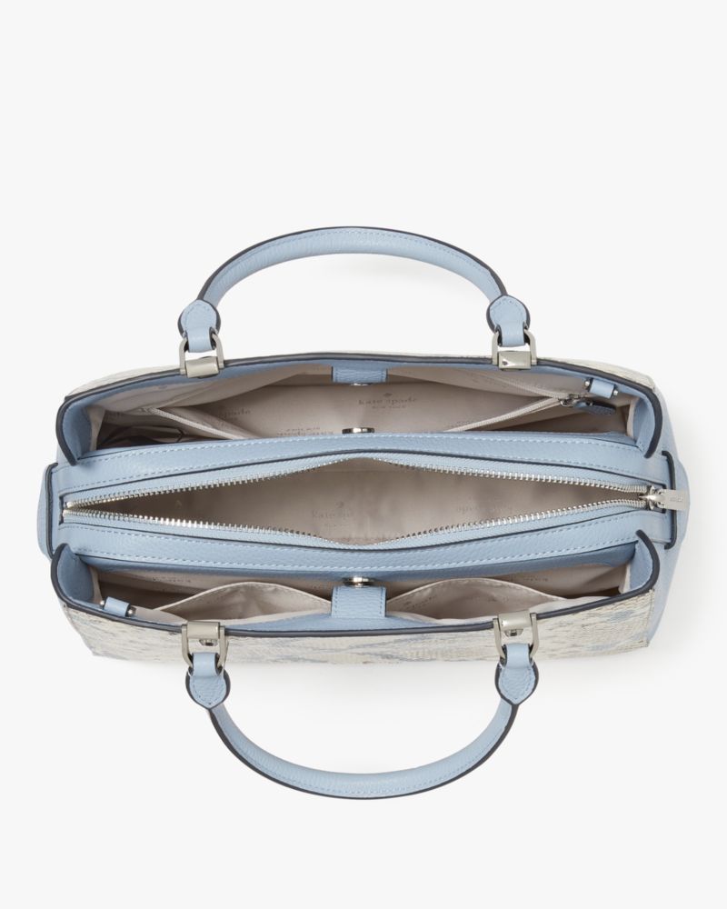 Kate Spade,レイラ スネーク エンボス ミディアム トリプル コンパートメント サッチェル,バッグ,ミューテッドブルーマルチ