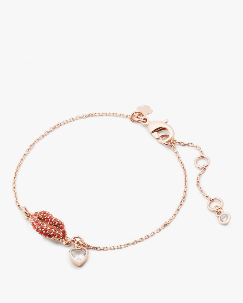 Kate Spade,Kiss Kiss Bracelet,Red/Rose Gold