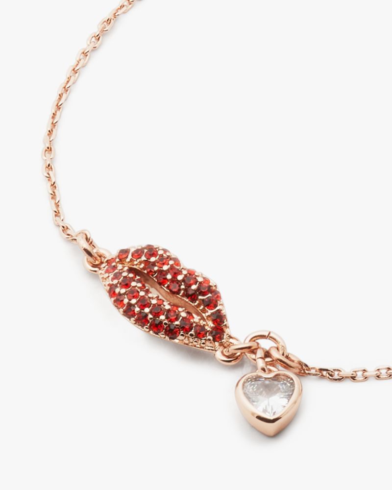 Kate Spade,Kiss Kiss Bracelet,Red/Rose Gold