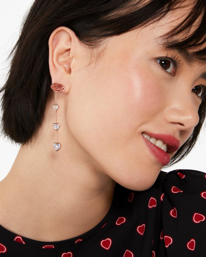 Kate Spade,キス キス リニア ピアス,ジュエリー,レッド/ローズゴールド