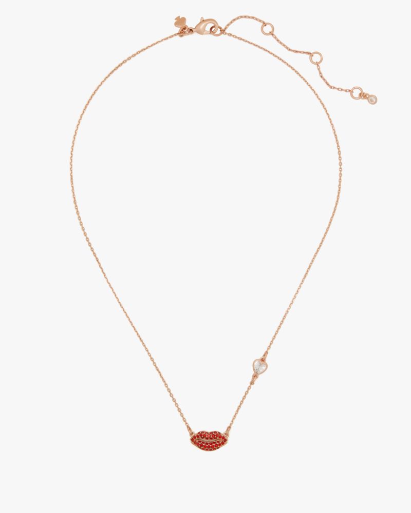 Kate Spade,Kiss Kiss Mini Pendant,Red/Rose Gold