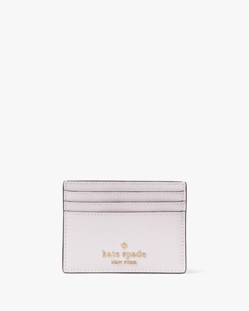 Kate Spade,Madison Studded Faux Pearls Small Slim Card Holder,Leather,Card Case,Metal,Pearl,Logo,Gold Metal,Casual,