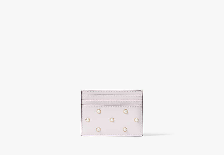 Kate Spade,Madison Studded Faux Pearls Small Slim Card Holder, Lilac Moonlight Multi image number 0