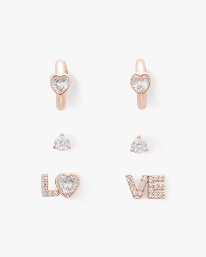 Kate Spade,Spell It Out Studs And Huggies Set,Huggies,Studs,Cubic Zirconia,Gem Embellishment,Lettering Word,Pave Embellish...,Clear