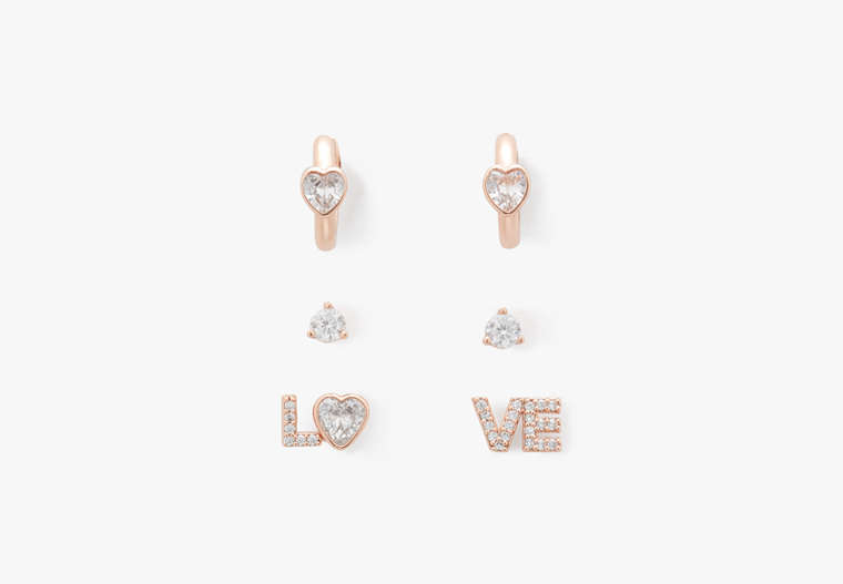 Kate Spade,Spell It Out Studs And Huggies Set,Clear/Rose Gold image number 0