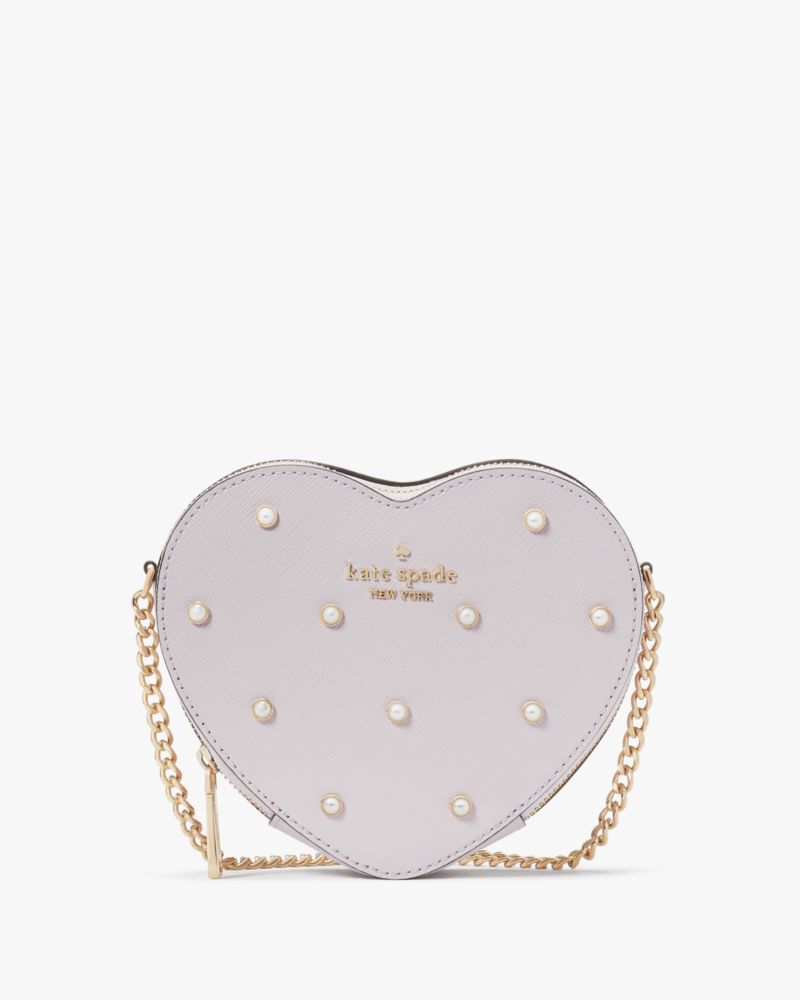 Kate Spade,Love Shack Mini Heart Crossbody, Lilac Moonlight Multi