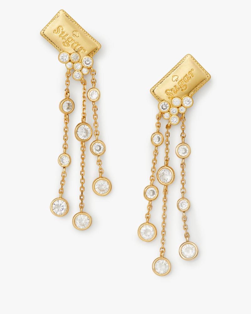 Kate Spade,Coffee Break Sugar Statement Earrings,Clear/Gold