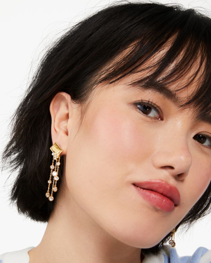 Kate Spade,Coffee Break Sugar Statement Earrings,Clear/Gold