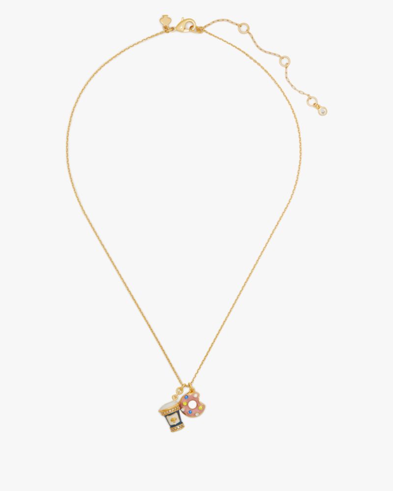 Kate Spade,Coffee Break Donut Charm Pendant Necklace,Multi