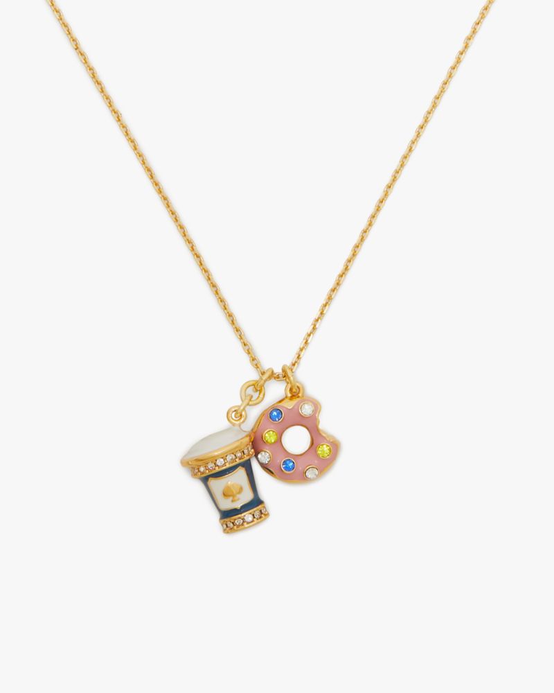 Kate Spade,Coffee Break Donut Charm Pendant Necklace,Multi