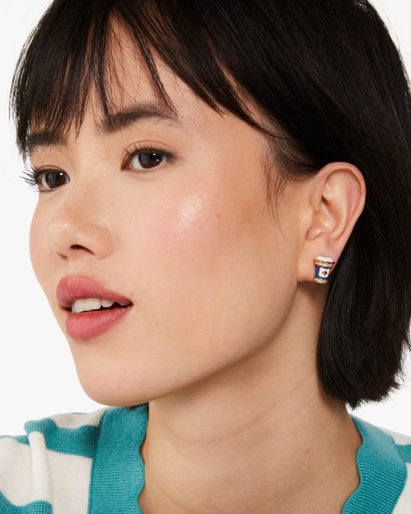 Kate Spade,Coffee Break Asymmetrical Studs,Multi